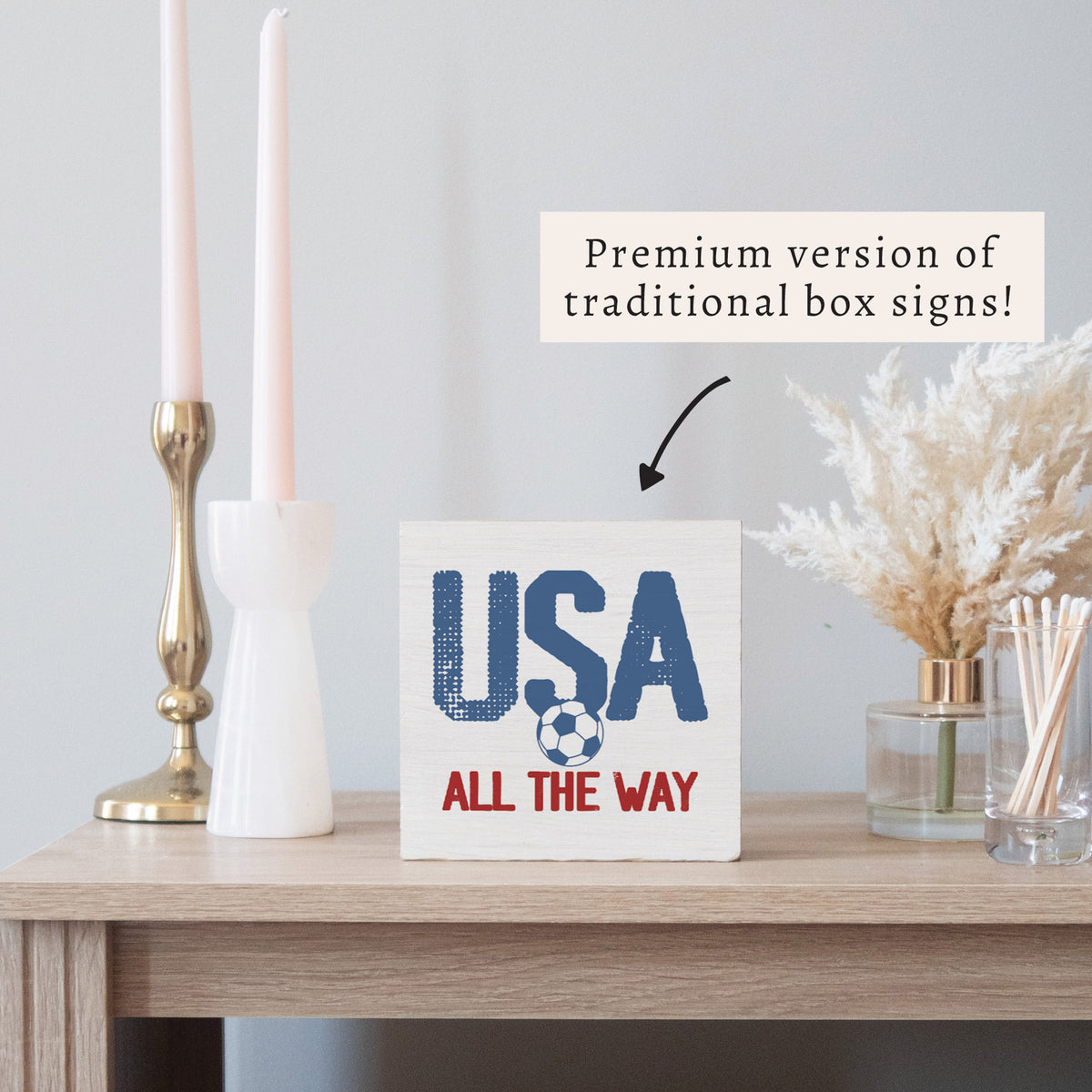 USA All The Way Soccer Block Sign