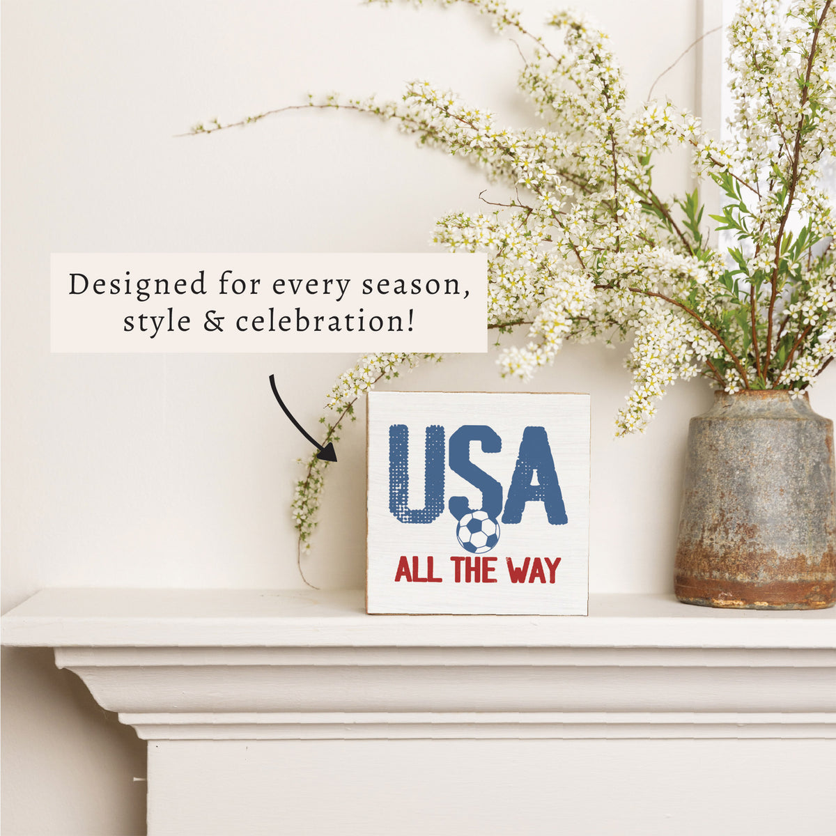USA All The Way Soccer Block Sign
