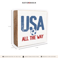 USA All The Way Soccer Block Sign