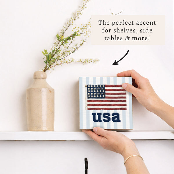 USA Flag Soccer Block Sign