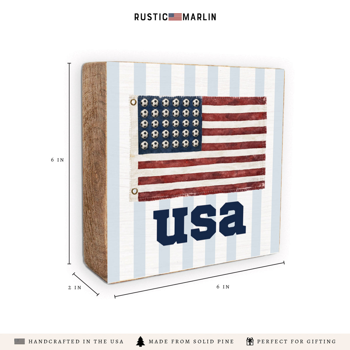 USA Flag Soccer Block Sign