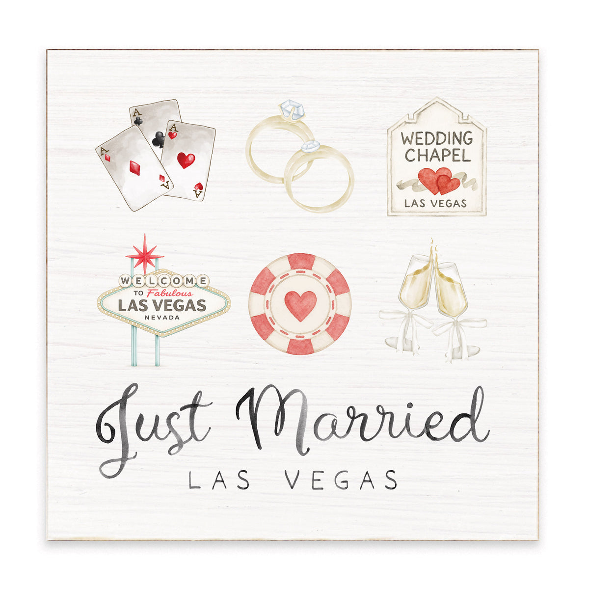 Las Vegas Just Married Icons Block Sign