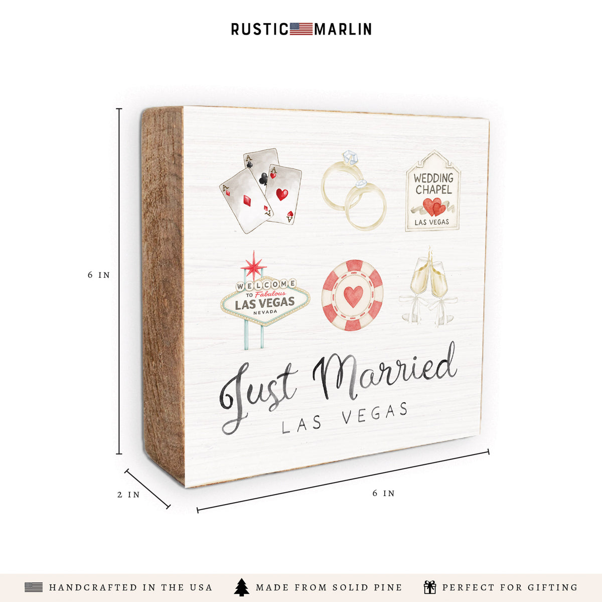Las Vegas Just Married Icons Block Sign