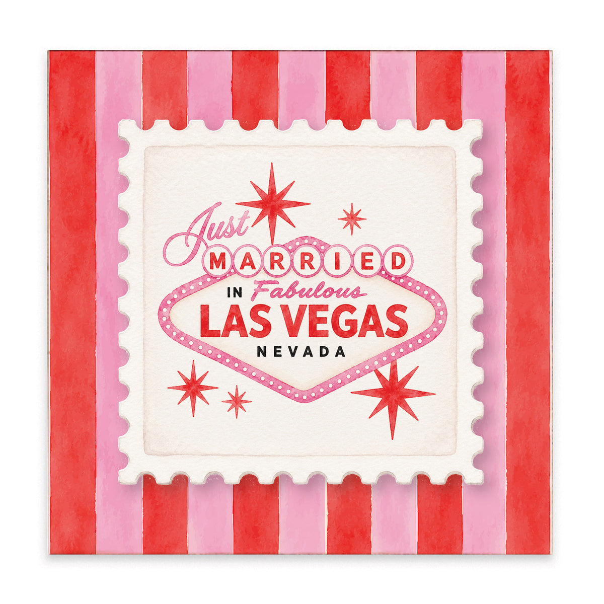 Las Vegas Just Married Stripes Block Sign