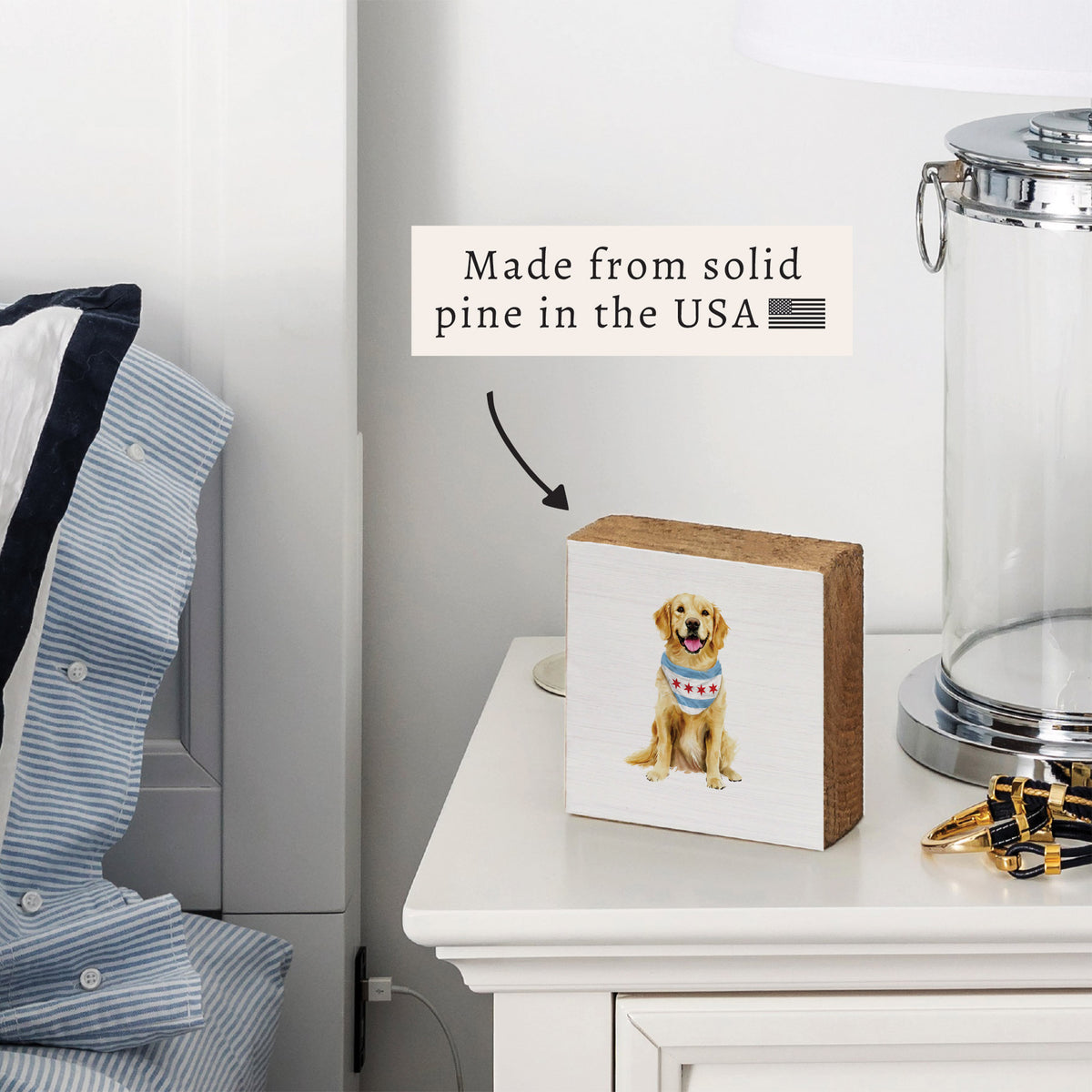 Chicago Flag Dog Block Sign