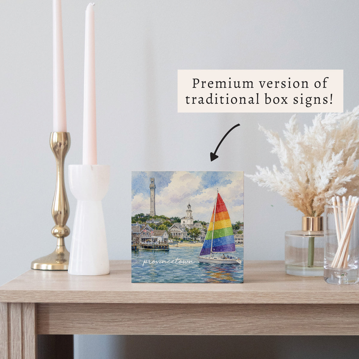 Provincetown Pride Sailboat Block Sign