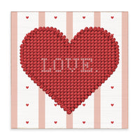 Love Heart Printed Needlepoint Block Sign