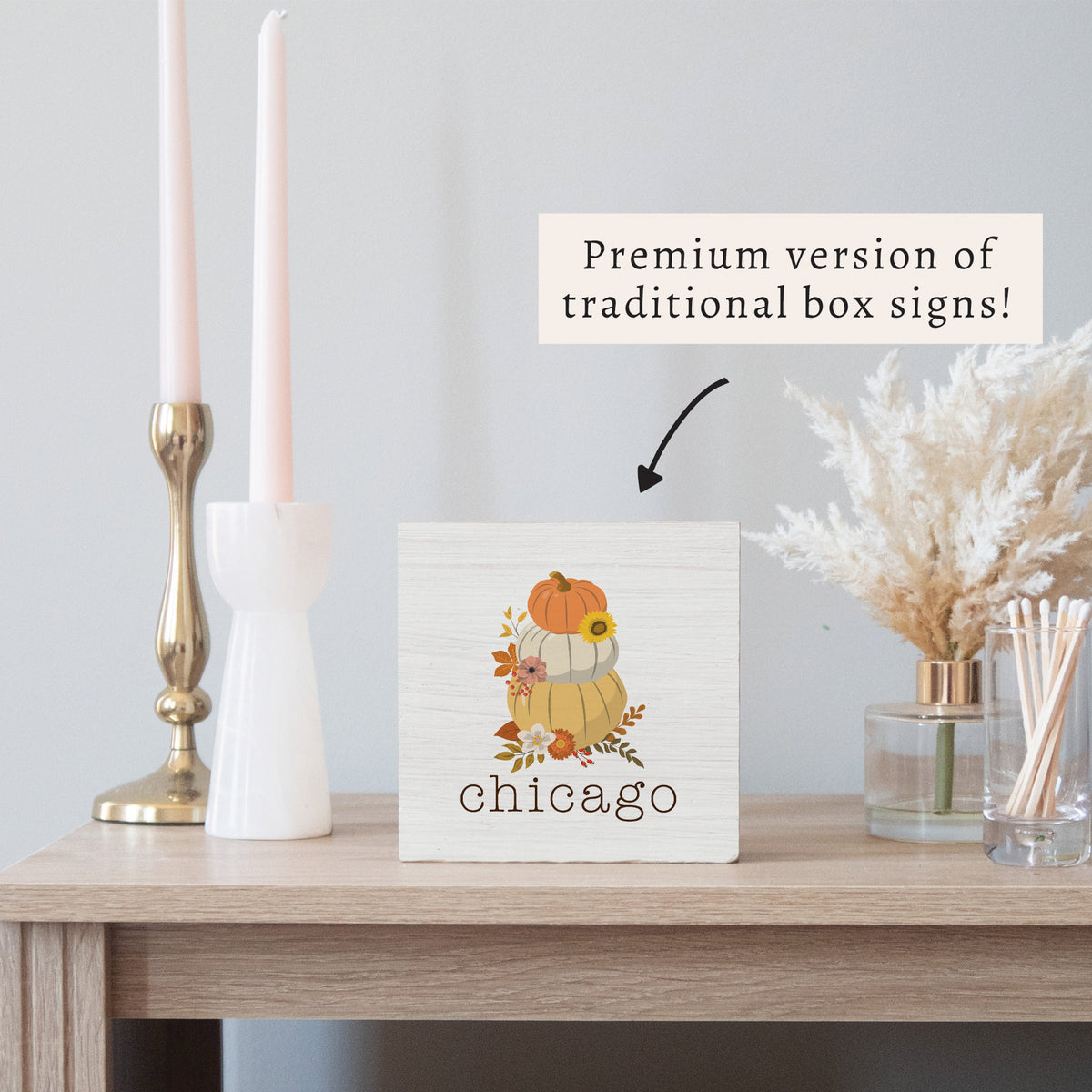Chicago Harvest Pumpkins Block Sign