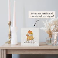 Chicago Harvest Pumpkins Block Sign