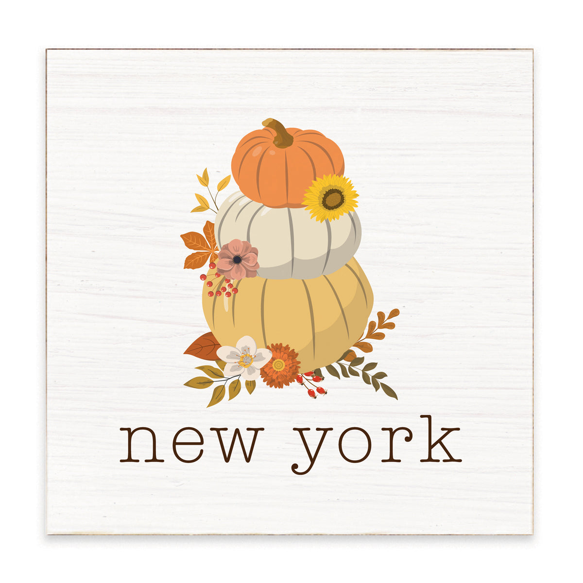 New York Harvest Pumpkins Block Sign