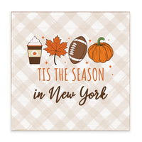 New York Fall Tis The Season Block Sign