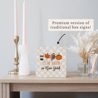 New York Fall Tis The Season Block Sign