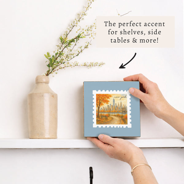 New York Fall Stamp Block Sign