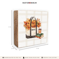 New York Fall Boat Tote Block Sign