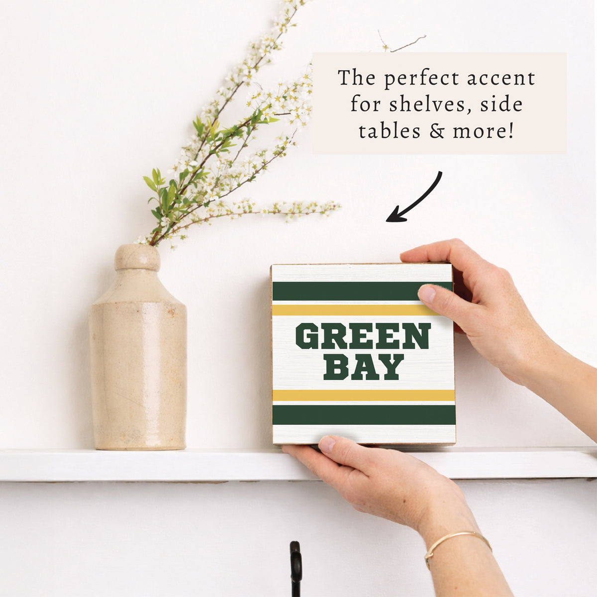 Green Bay Stripes Block Sign