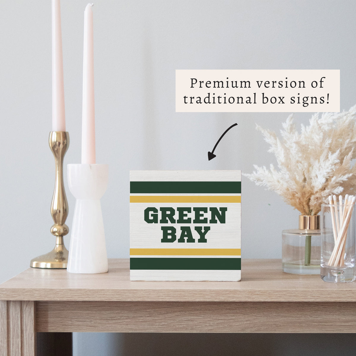 Green Bay Stripes Block Sign
