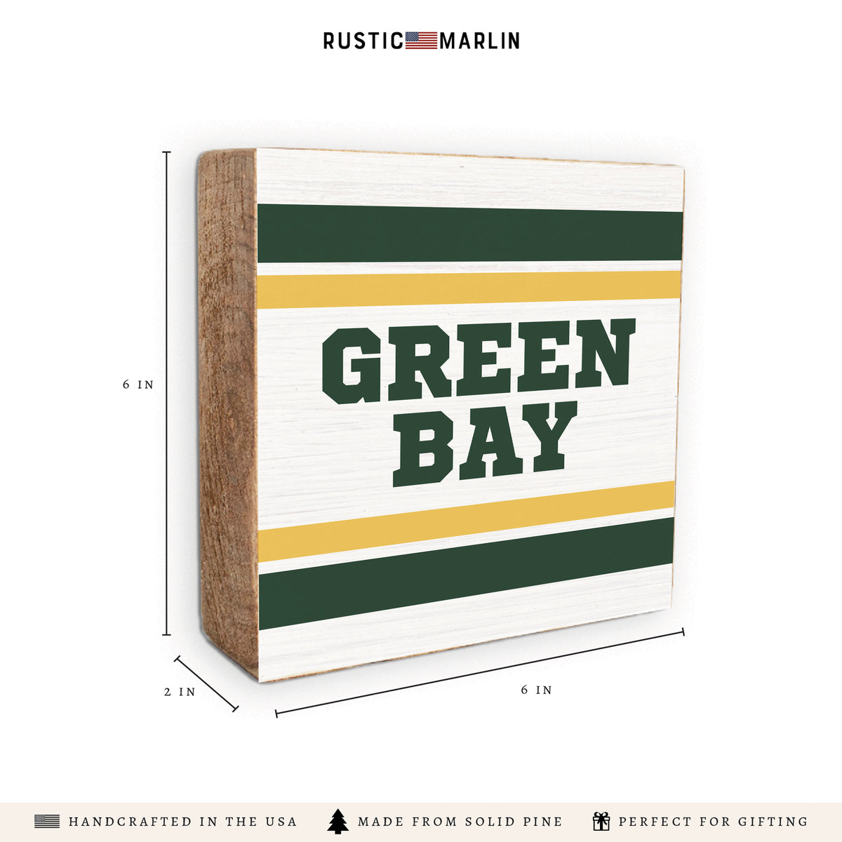 Green Bay Stripes Block Sign