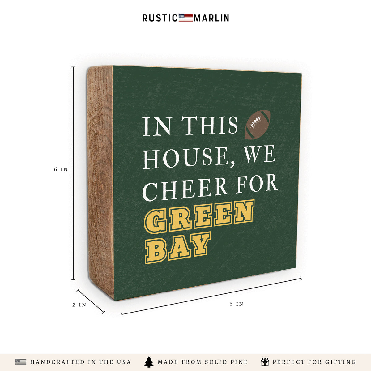 In This House We Cheer For Green Bay Block Sign