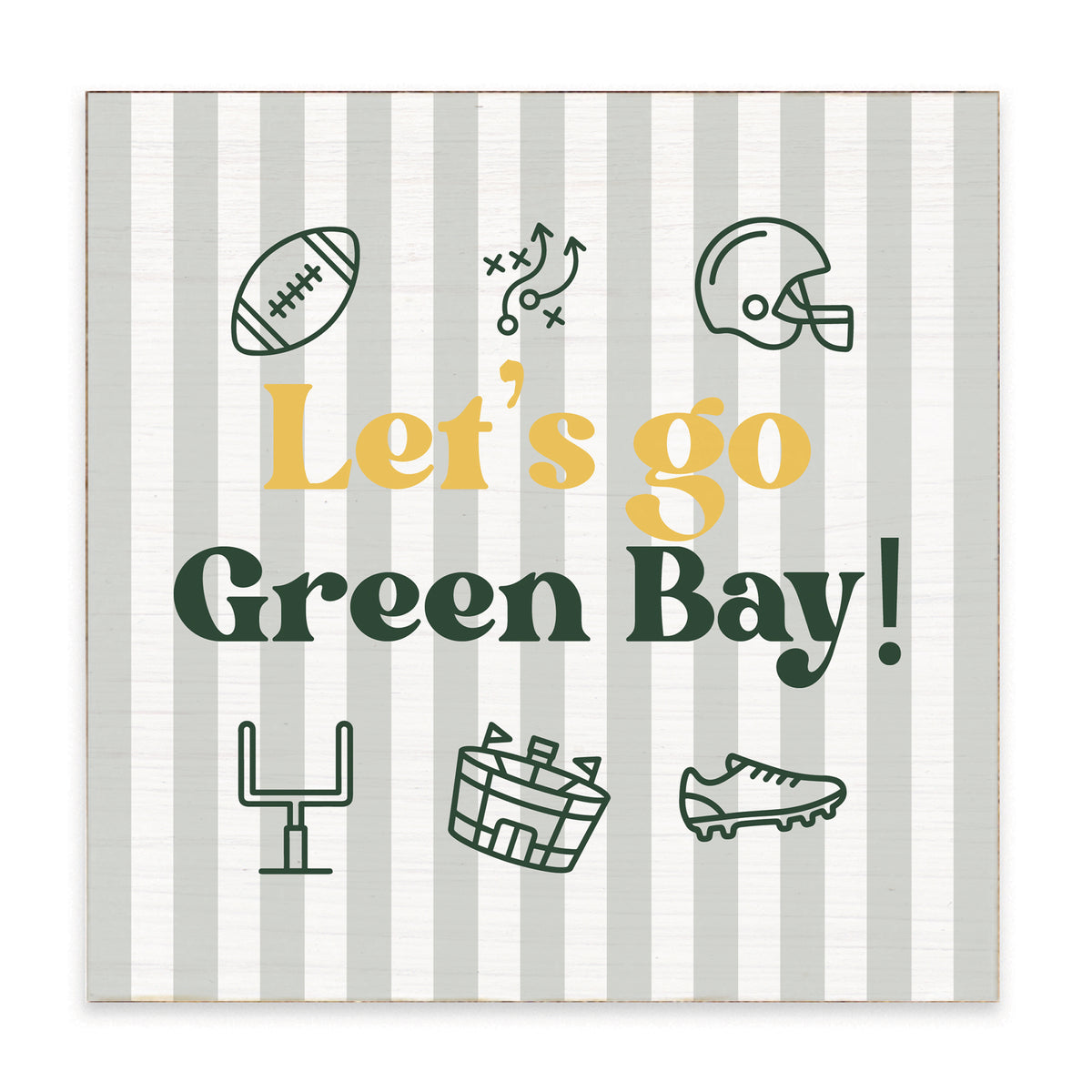 Let’s Go Green Bay Icons Block Sign