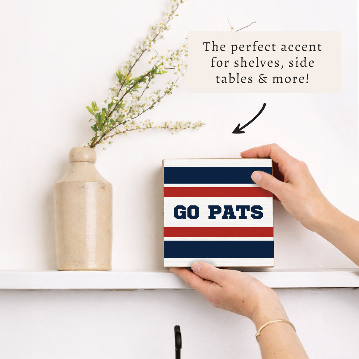 Go Pats Stripes Block Sign