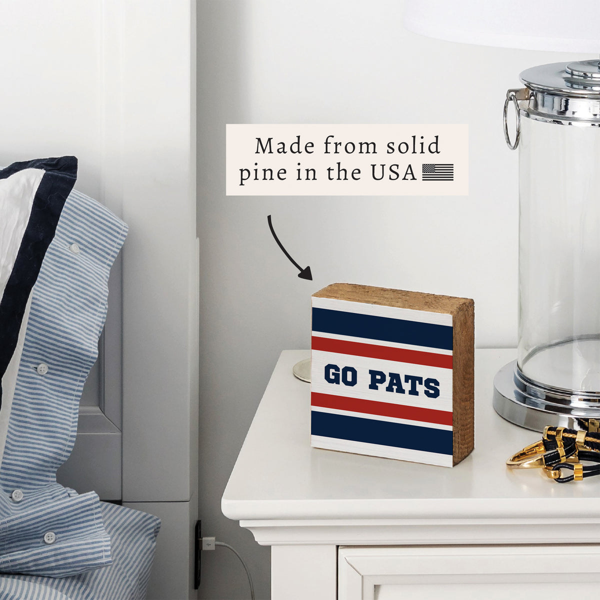 Go Pats Stripes Block Sign