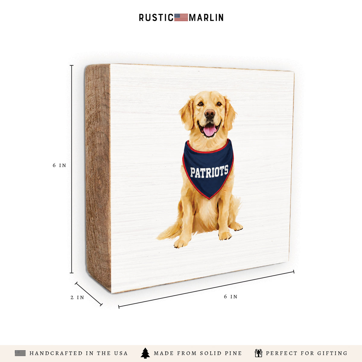 Patriots Football Dog Block Sign
