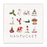 Nantucket Holiday Icons Block Sign