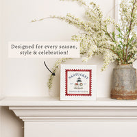 Holiday Brant Point Lighthouse Stamp Block Sign