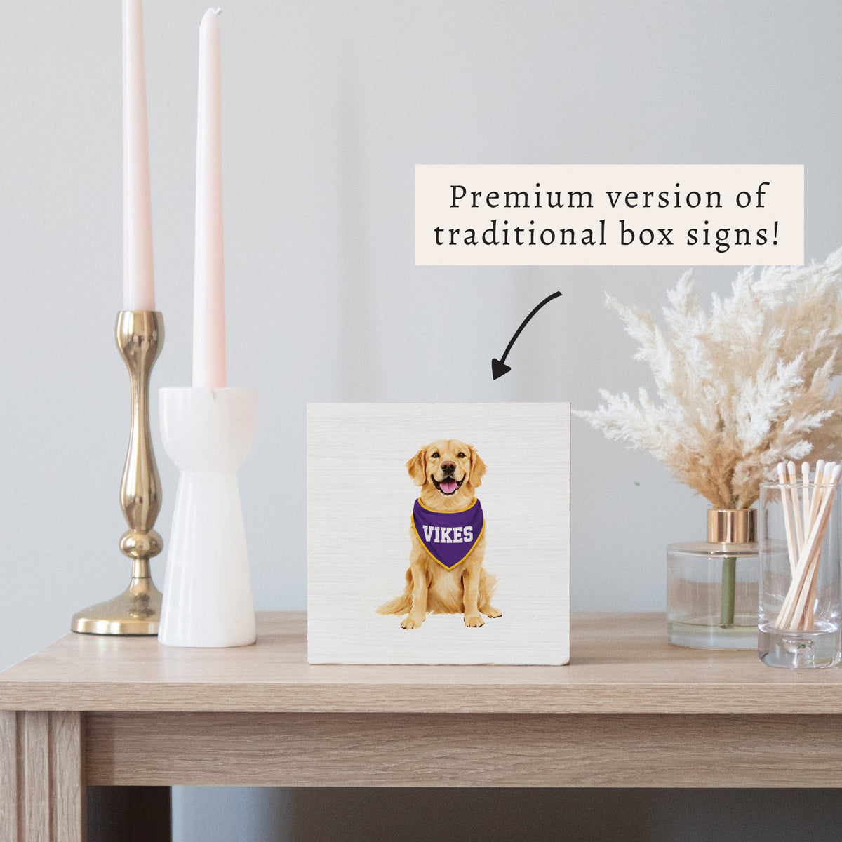 Vikes Football Dog Block Sign
