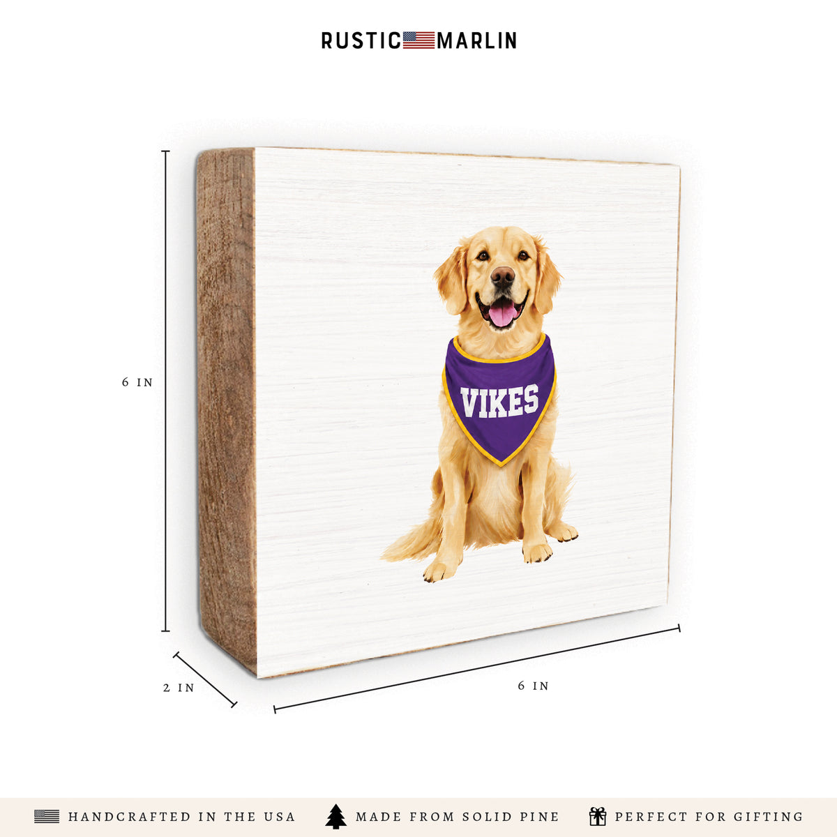 Vikes Football Dog Block Sign