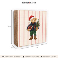 Holiday Teddy Bear Block Sign