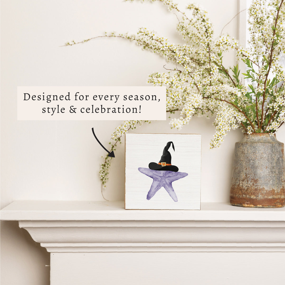 Witch Starfish Block Sign