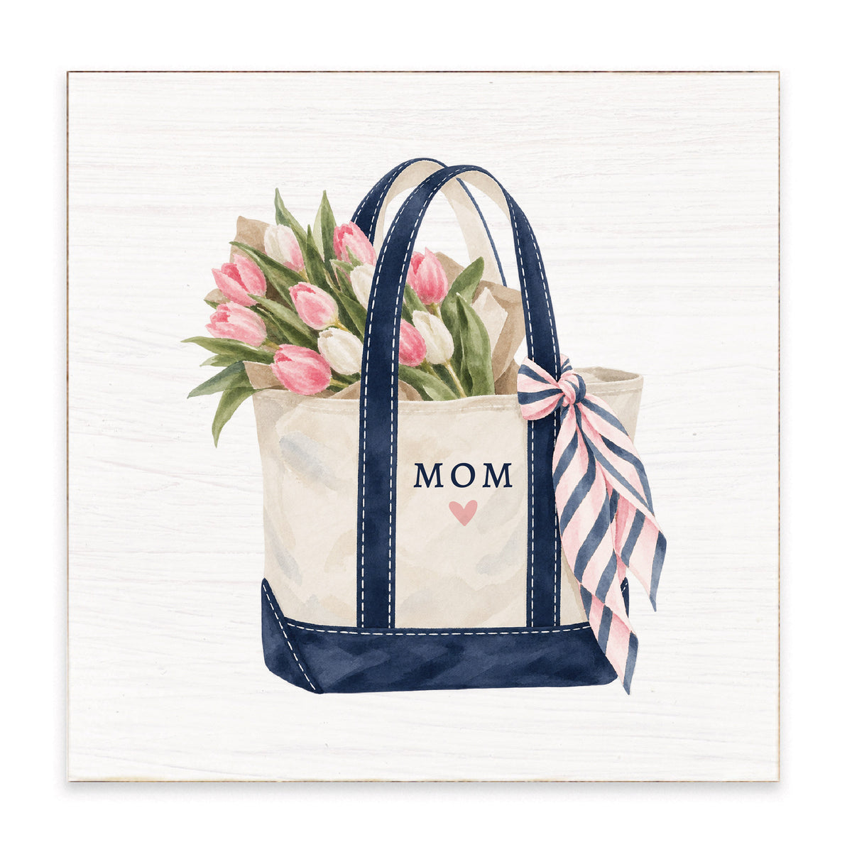 Mom Tulips Boat Tote Block Sign