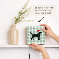 Black Lab Santa Hat Block Sign