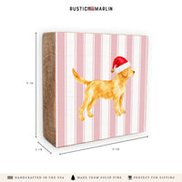 Yellow Lab Santa Hat Block Sign