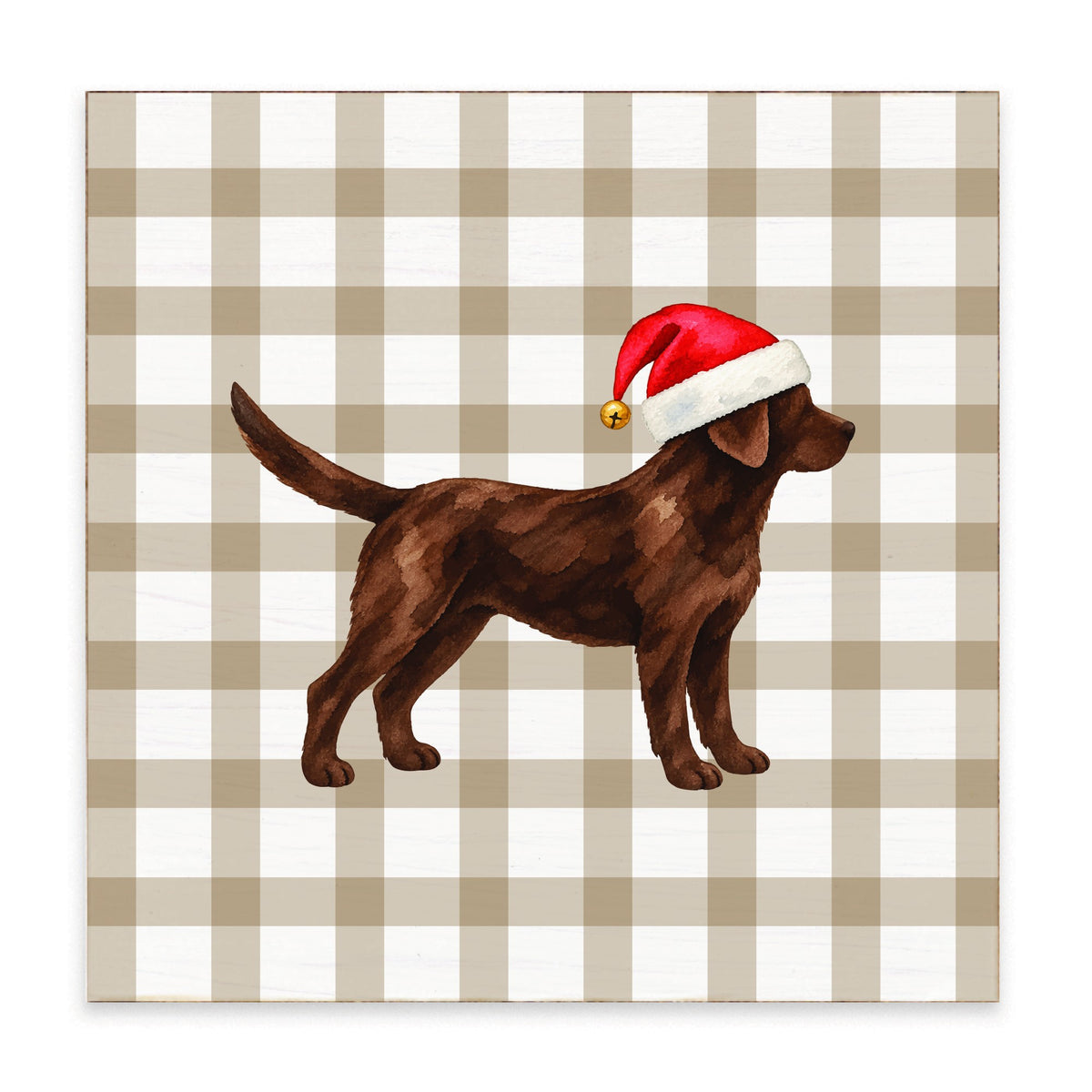 Chocolate Lab Santa Hat Block Sign
