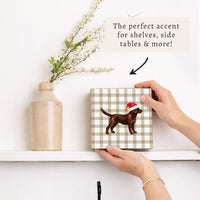 Chocolate Lab Santa Hat Block Sign