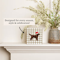 Chocolate Lab Santa Hat Block Sign