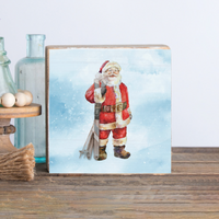 Ski Santa Wood Block