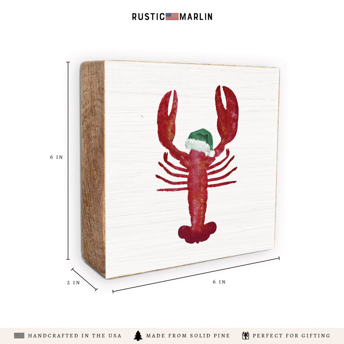 Santa Lobster Block Sign