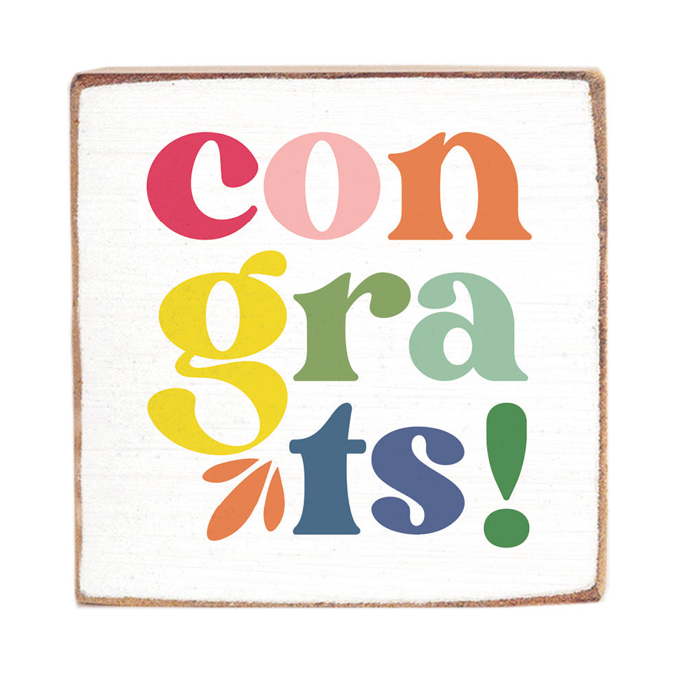 Congrats Decorative Wooden Block