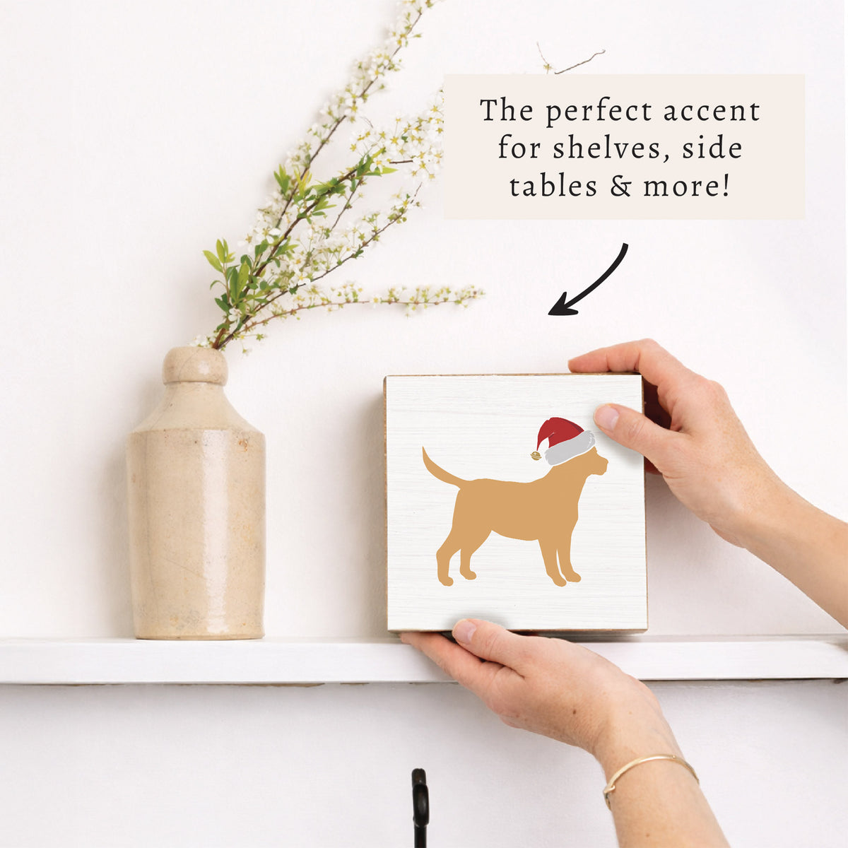 Santa Golden Dog Block Sign