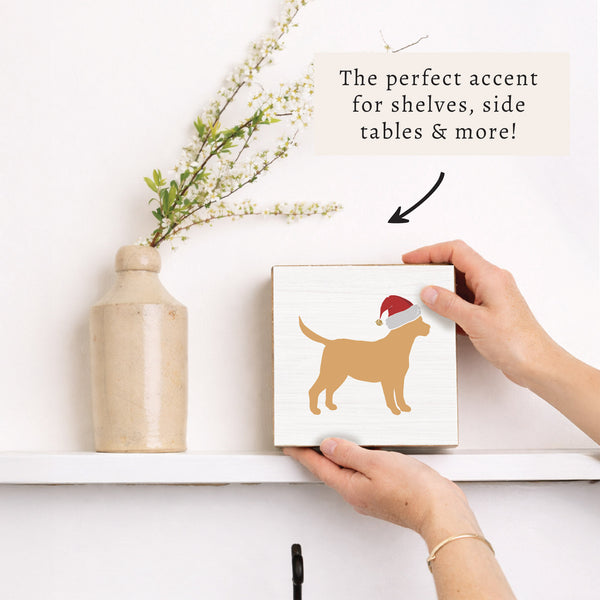 Santa Golden Dog Block Sign