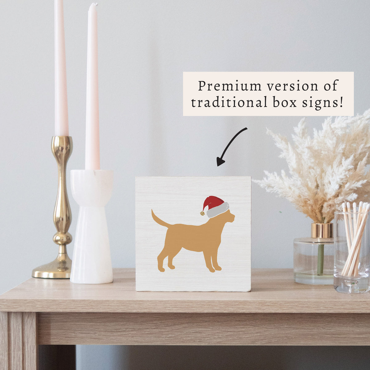 Santa Golden Dog Block Sign