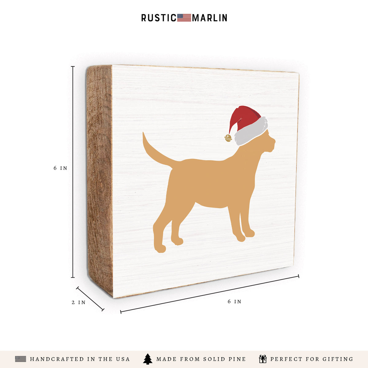 Santa Golden Dog Block Sign