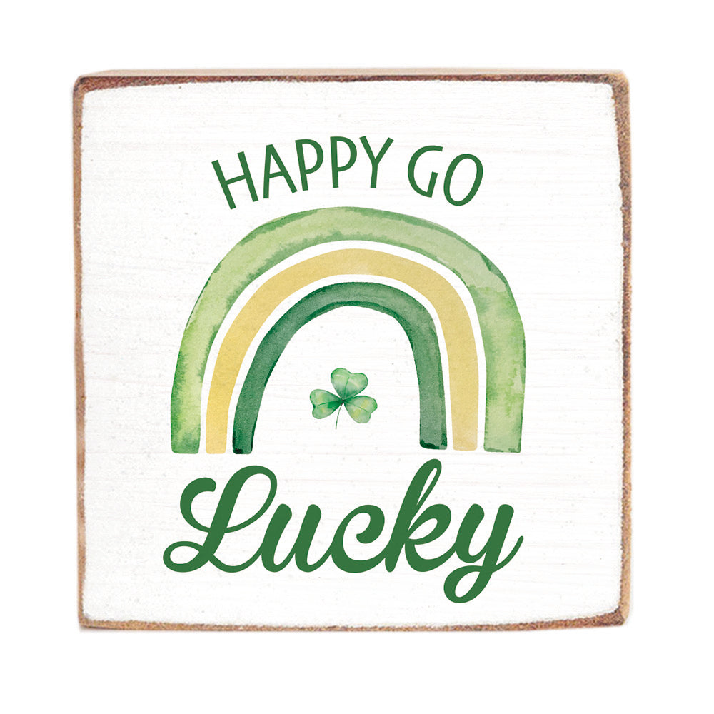 Happy Go Lucky Decorative Wooden Block