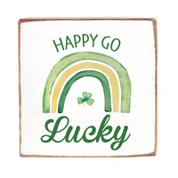Happy Go Lucky Decorative Wooden Block