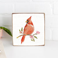 Watercolor Cardinal Wood Block