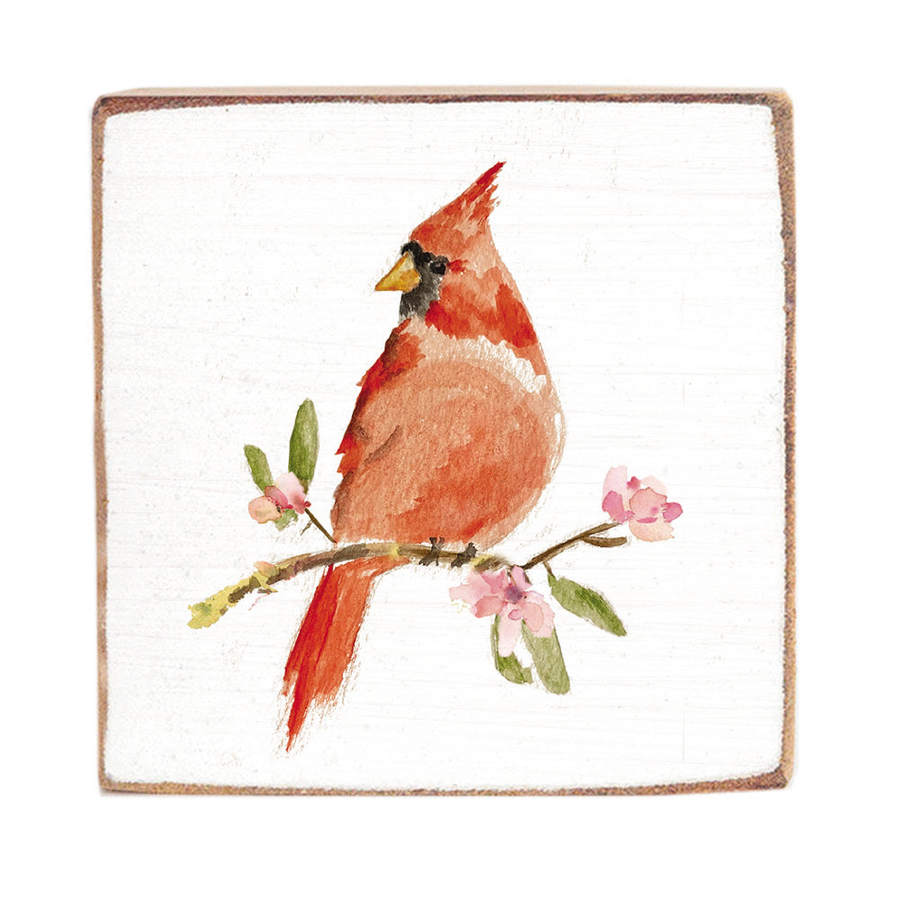 Watercolor Cardinal Wood Block