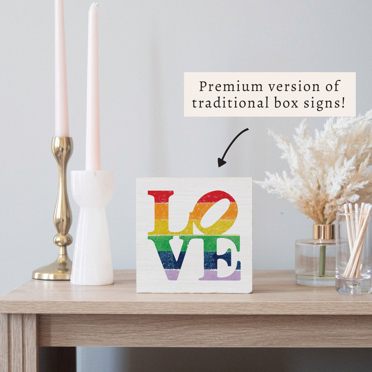 Love Stacked Rainbow Block Sign